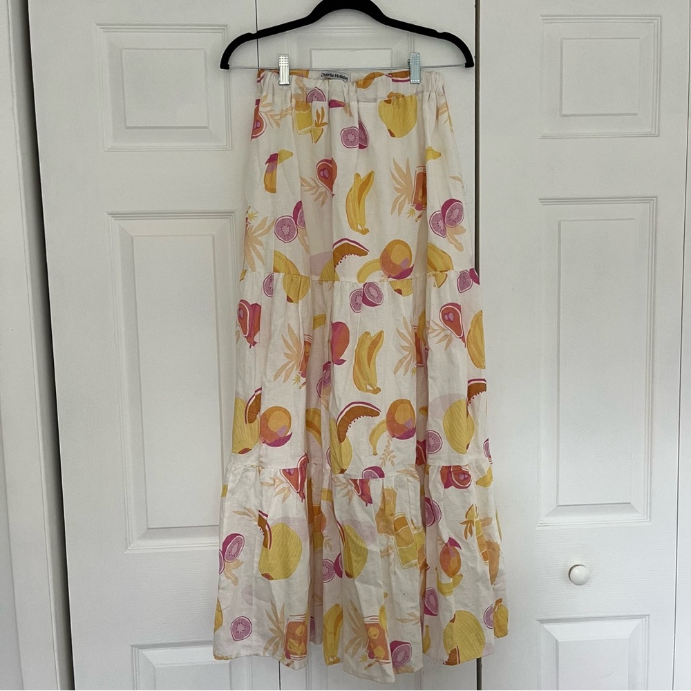 Colorful Fruit Print Maxi Skirt
